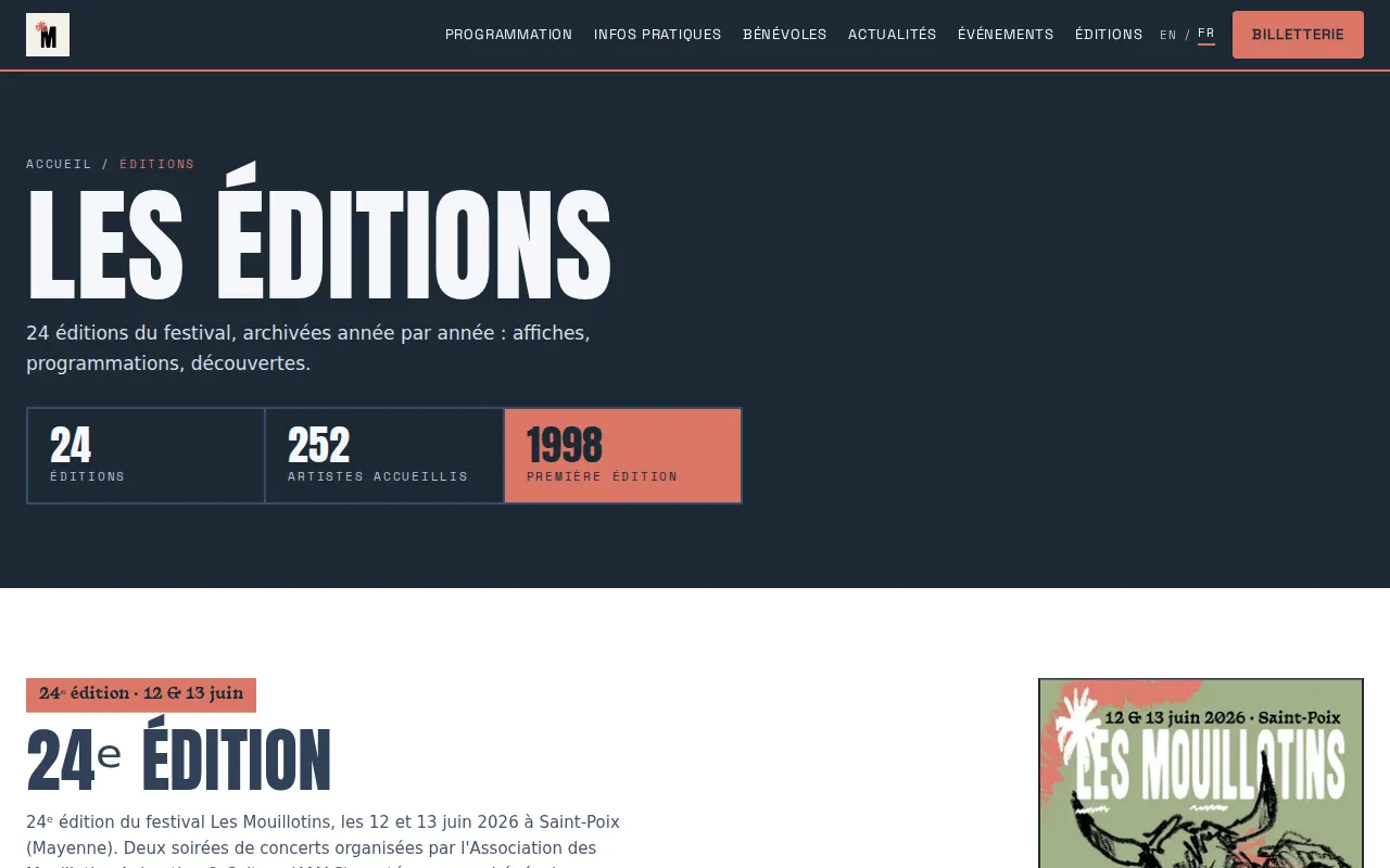 Page des éditions du Festival Les Mouillotins